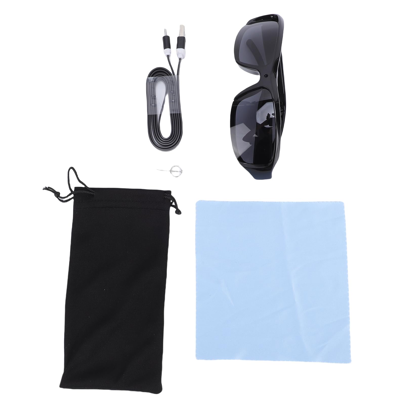 Zunate Lunettes de Soleil avec Caméra 1080P, Lunettes de Caméra d'action de Sport avec Objectif Grand Angle, Photo en Un Seul, Vidéo Double, pour Les Voyages à Vélo