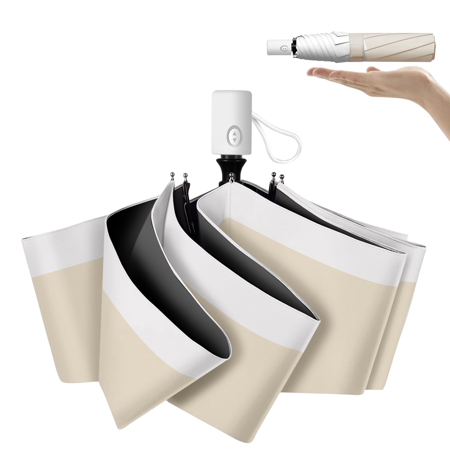 Parasol [JIS Certified, 100% Full Blackout & UV Protection] Ultra Lightweight, Foldable, Light Shielding & Heat Shield, UPF 50+, Folding Umbrella, One-Touch Automatic Opening/Closing, Windproof, Water