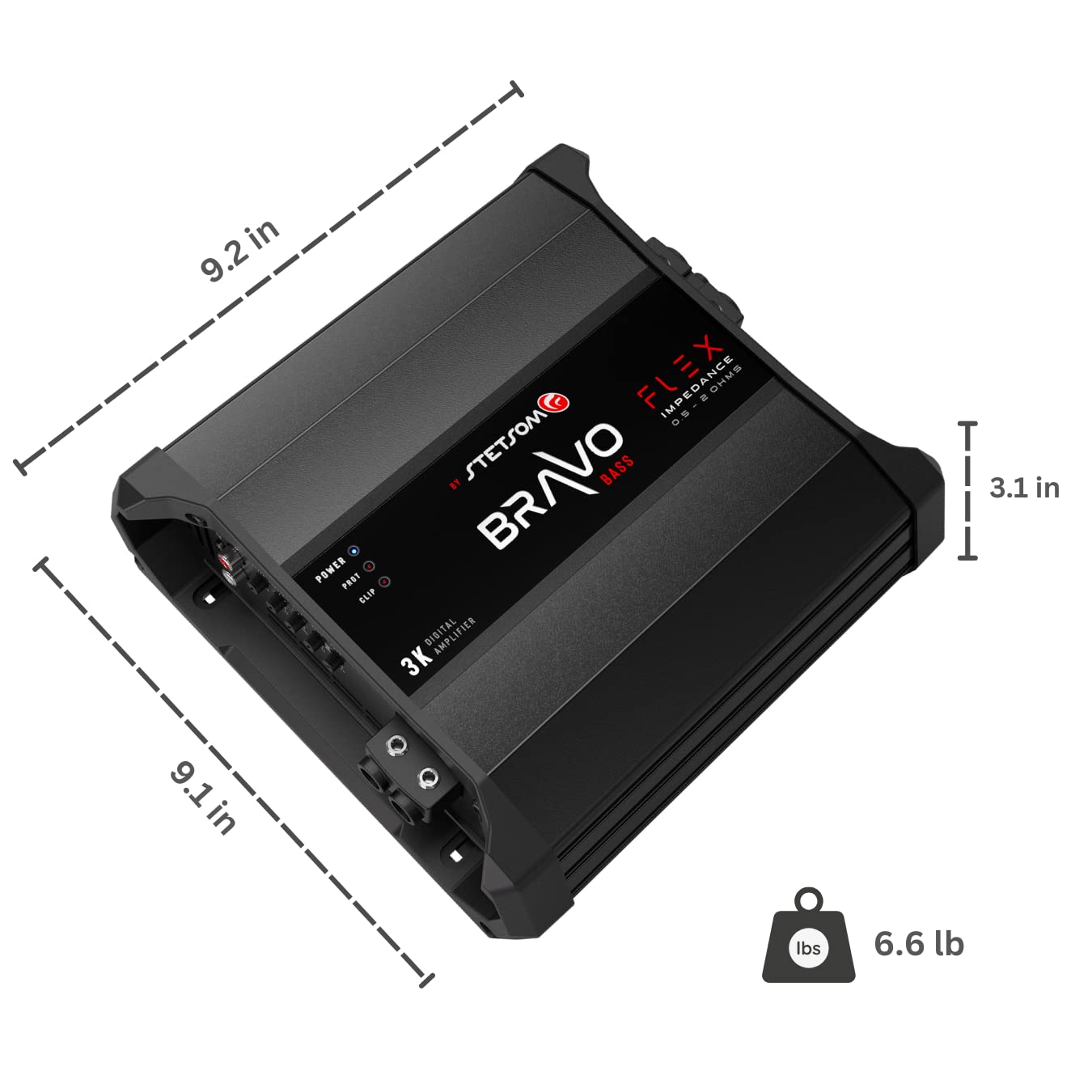 Stetsom Bravo BASS Flex 3K Mono Class D Car Audio Amplifier, Automatic