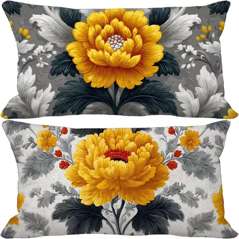 Coussin canapé jaune 50x80 cm en lin imperméable pour décoration jardin
