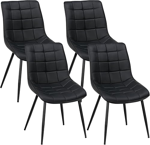 HOOBRO Juego de 4 sillas de comedor, sillas de comedor tapizadas, modernas sillas de cocina de piel sintética para sala de estar, comedor, cocina,