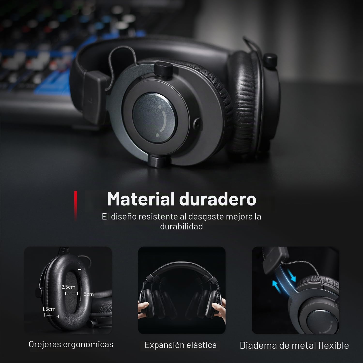FIFINE Auriculares DJ con Cable, Auriculares de Estudio y Monitor, 50mm Controladores, Auriculares de Monitorización con 3.5 y 6.35mm Conector de Audio para PC Grabación de Teléfono Piano Guitarra