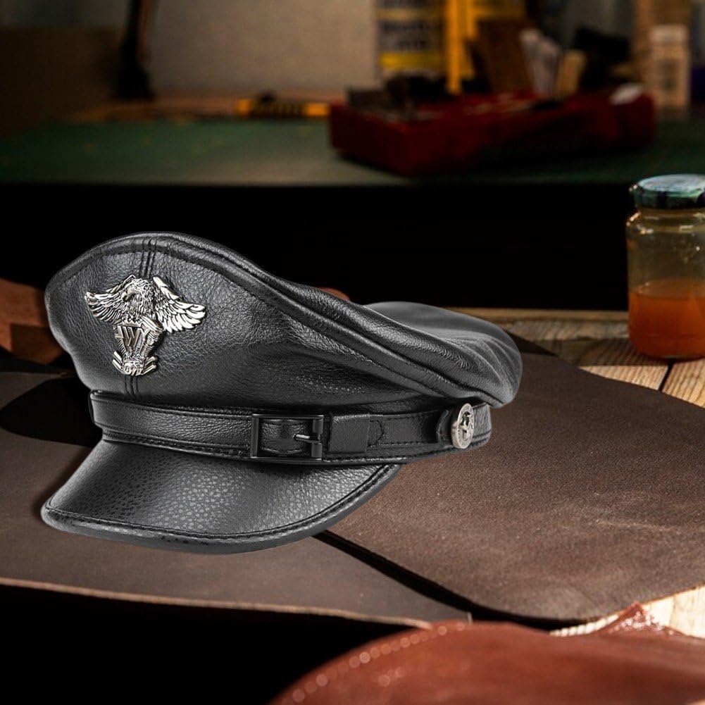 Leder-kapitänsmütze, Retro-militärmütze, Matrosen-flachmütze, Vintage-Newsboy-Kopfbedeckung Für Matrosen-kostüm-verkleidungsparty