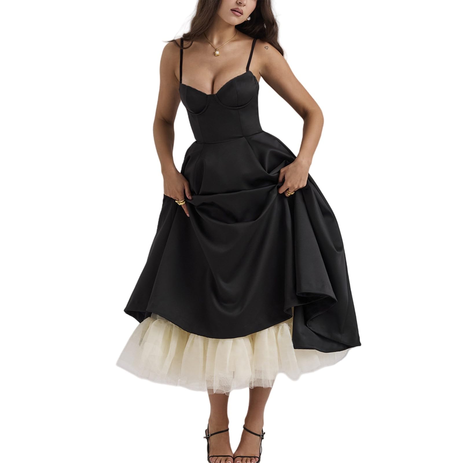 CFHFKPWMQ Black,S, Women's Prom Dresses A-Line Evening Party Gowns for Women Backless Dress Wedding Party Long Dresses