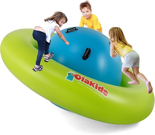 OLAKIDS Casa inflable de rebote, castillo de salto con tema de monstruo con tobogán, área de rebote rodeada de malla de poliéster, casa inflable