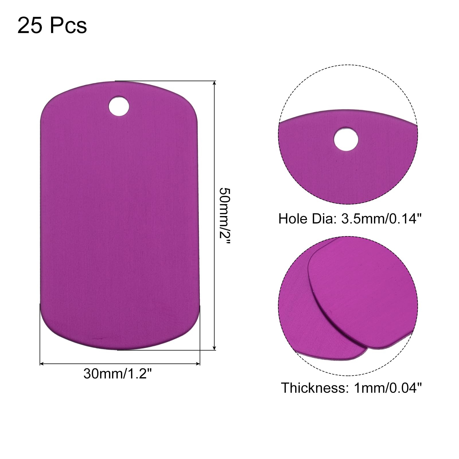 Rebower 50 Pack Aluminum Blank Tags, 2x1.2 Inch, Purple - Engraving & Stamping Blanks For DIY Dog Tags, Keychains - View #9