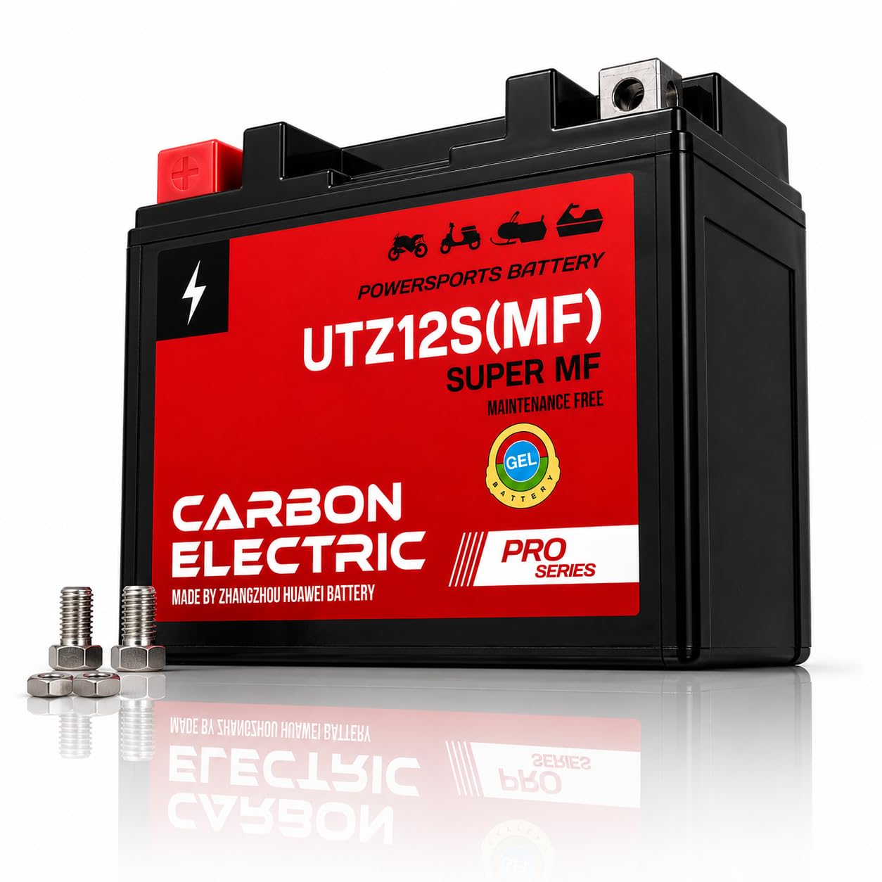 MotorradBatterie 10Ah YTX12-BS GEL Akku 12V – CarbonElectric Wartungsfrei für Motorrad Roller Quad ATV Scooter