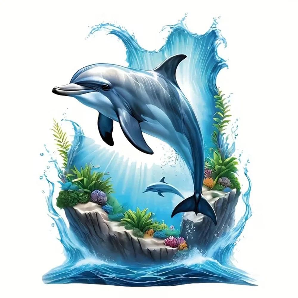 Dolphin Wave Self Adhesive Vinyl Decal Used for Car Windows Bumper Laptops(10cm)