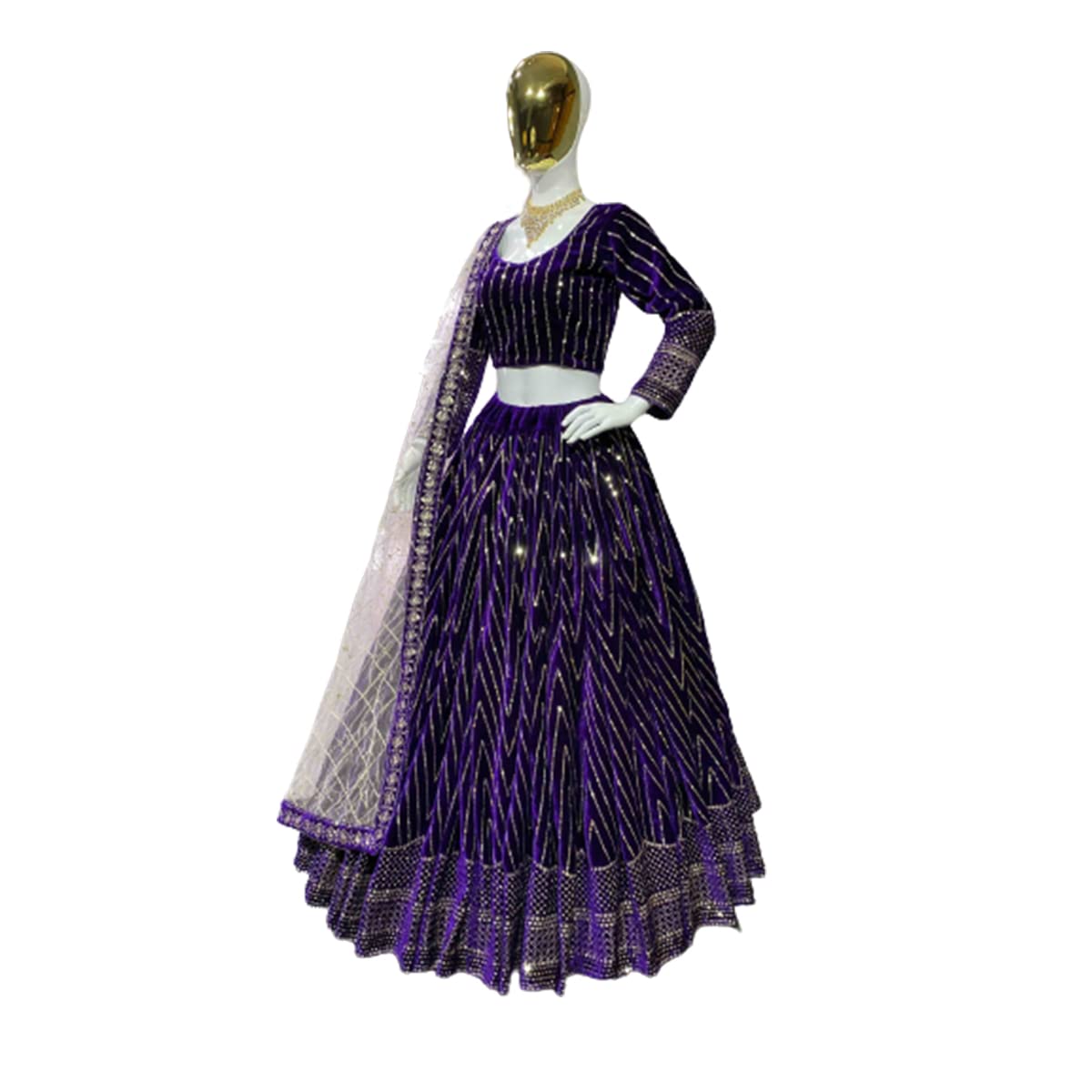 Women's viscose Velvet Semi Stitched Lehenga Choli In Multicolour Colour Wedding Lehenga CholiForWomenSF218ver-22-image-36