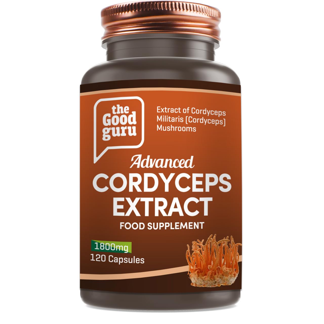 Advance Cordyceps Mushroom Extract-1800mg |120 Capsules | High Strength Cordyceps Extract: The Natural Way to Boost Your Health, Energy and Endurance | Mushroom Capsules Extract by The Good Guru