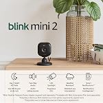 Blink Mini 2 — Plug-in smart security camera, HD night view in color, built-in spotlight, two-way audio, motion detection, Works with Alexa — 2 cameras (White)