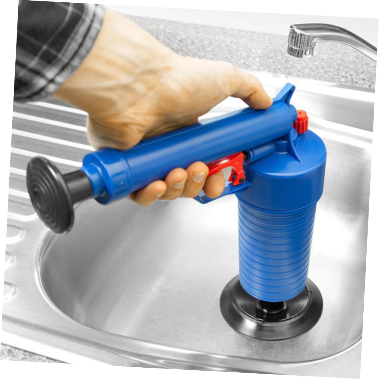 Déboucheur de Toilettes à Pompe Haute Pression à Quatre Ventouses Bleu