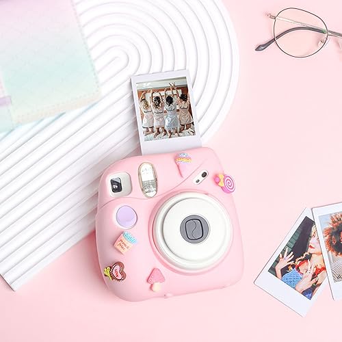 Miniatura 3 de Funda para cámara instantánea, funda ligera con correa para el hombro, funda protectora de silicona suave adecuada para Instax Mini 7 Plus (postre)