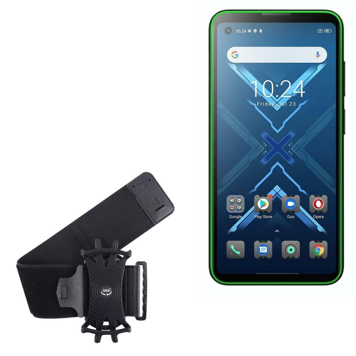 BoxWave Holster Compatible with Blackview BL5000 - ActiveStretch Sport Armband, Adjustable Armband for Workout and Running - Jet Black