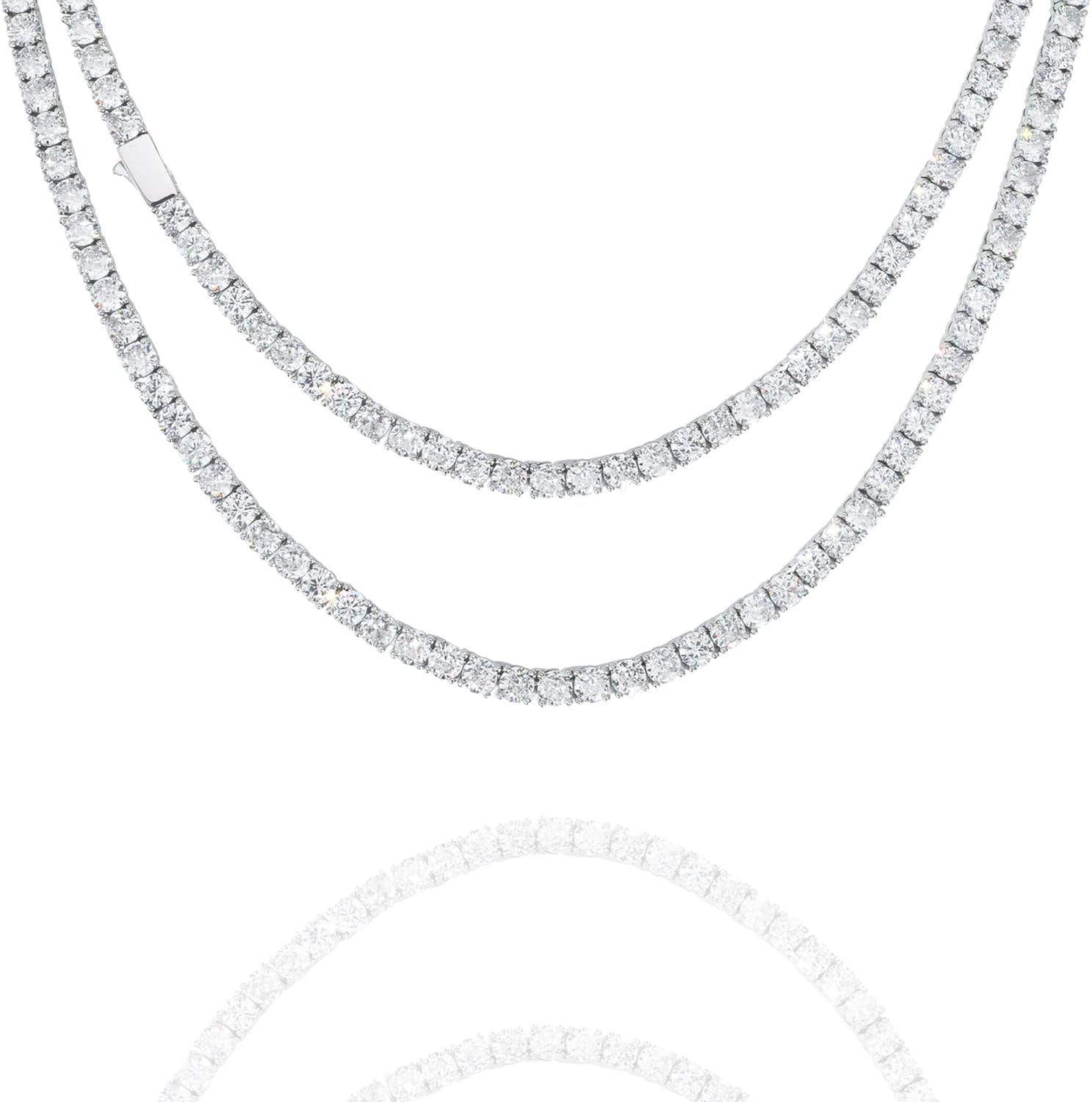 Tennis Necklace for Women, 5mm Mens Tennis Chain with 7 layer 18K White Gold Plated, Iced Out 5A+ Cubic Zirconia Diamond Necklace for Birthday/Valentine/Wedding/Anniversary/Christmas