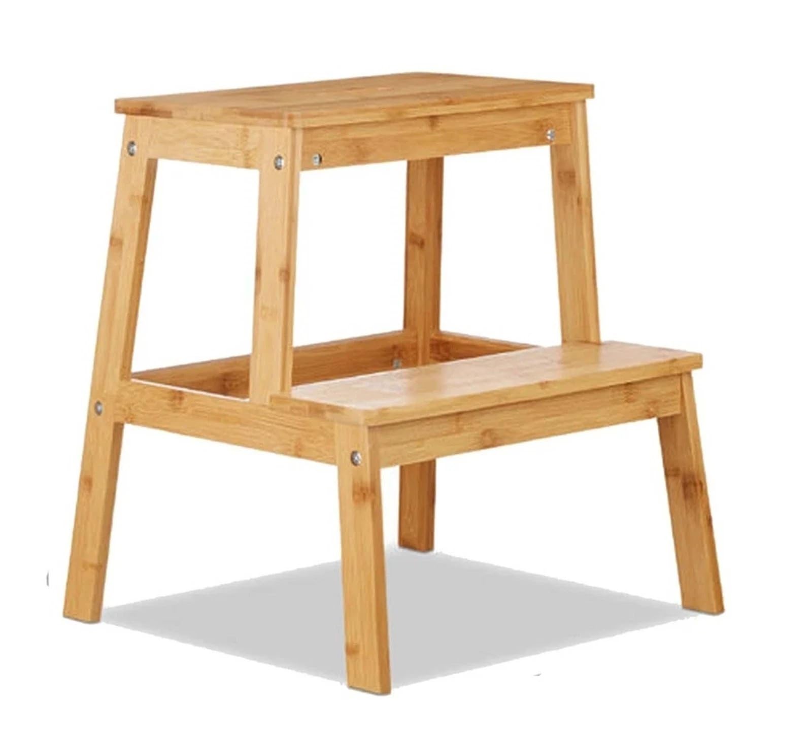2-Tier Wooden Step Stool Heavy Duty Ladder for Home Bamboo 2 Steps Sturdy Wood Step Sturdy Multipurpose Ladder for Adults & Kids Home Shop Bar Caravan Camper Van Camping Lightweight (Natural)