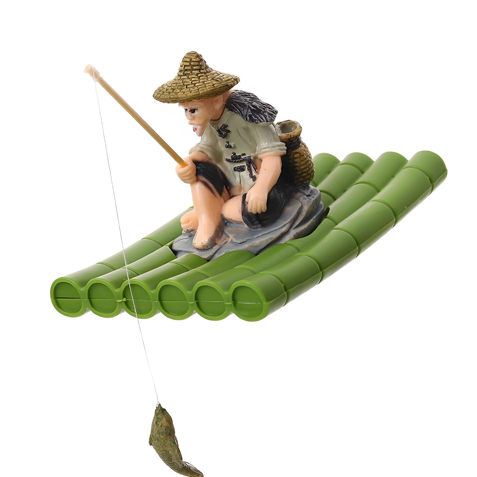 kwoifioy Fisherman Aquarium Ornament Resin FishTank Decoration FishTank Accessory Fishing Aquarium Landscape