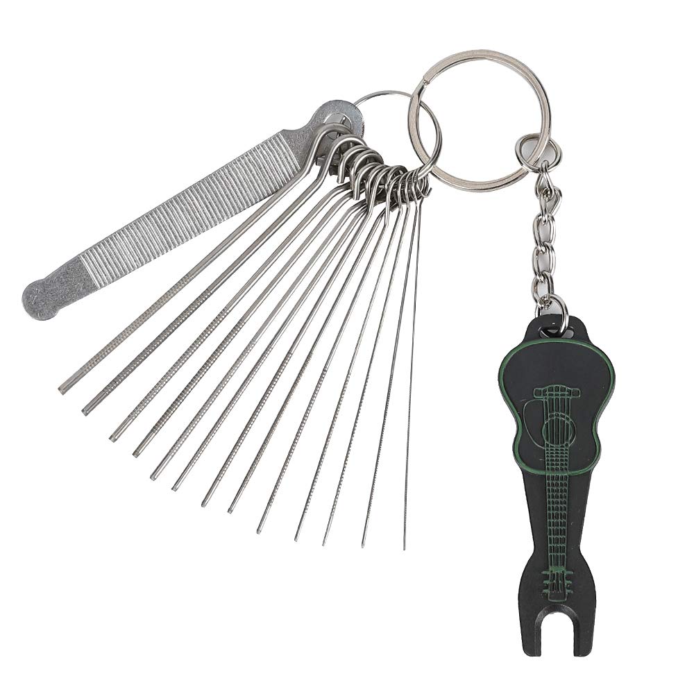 Guitar Bridge Saddle Nut Files Set - 13 Different Size Needle Files with Circular Cross Section Ukulele, Acoustic & Electric Guitar nut slot polish