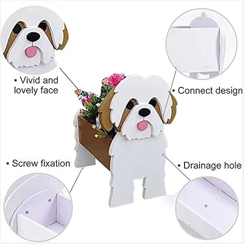 Miniatura 2 de Bonita maceta para perros, contenedor de plantas de Yorkshire de dibujos animados, decoración creativa de jardín con forma de animal de PVC, para