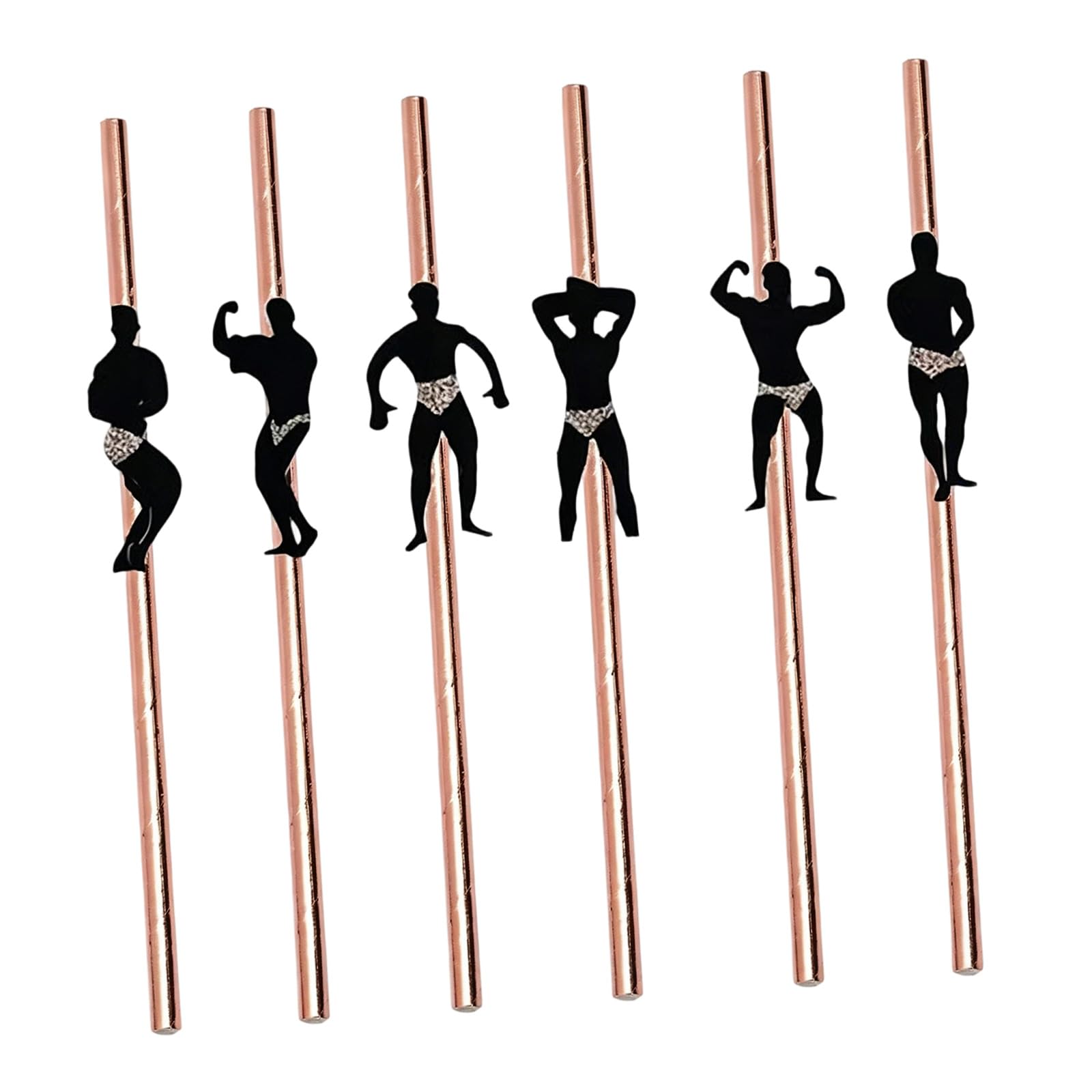 Bodybuilder Party Straws 6 Piece Paper Drink Decoration Set with Figure Cutout Accents for Cocktail Party Tables Bodybuilder Straws Paper Drink Decoration Figure Cocktail Mocktail Cup Decor Novelty