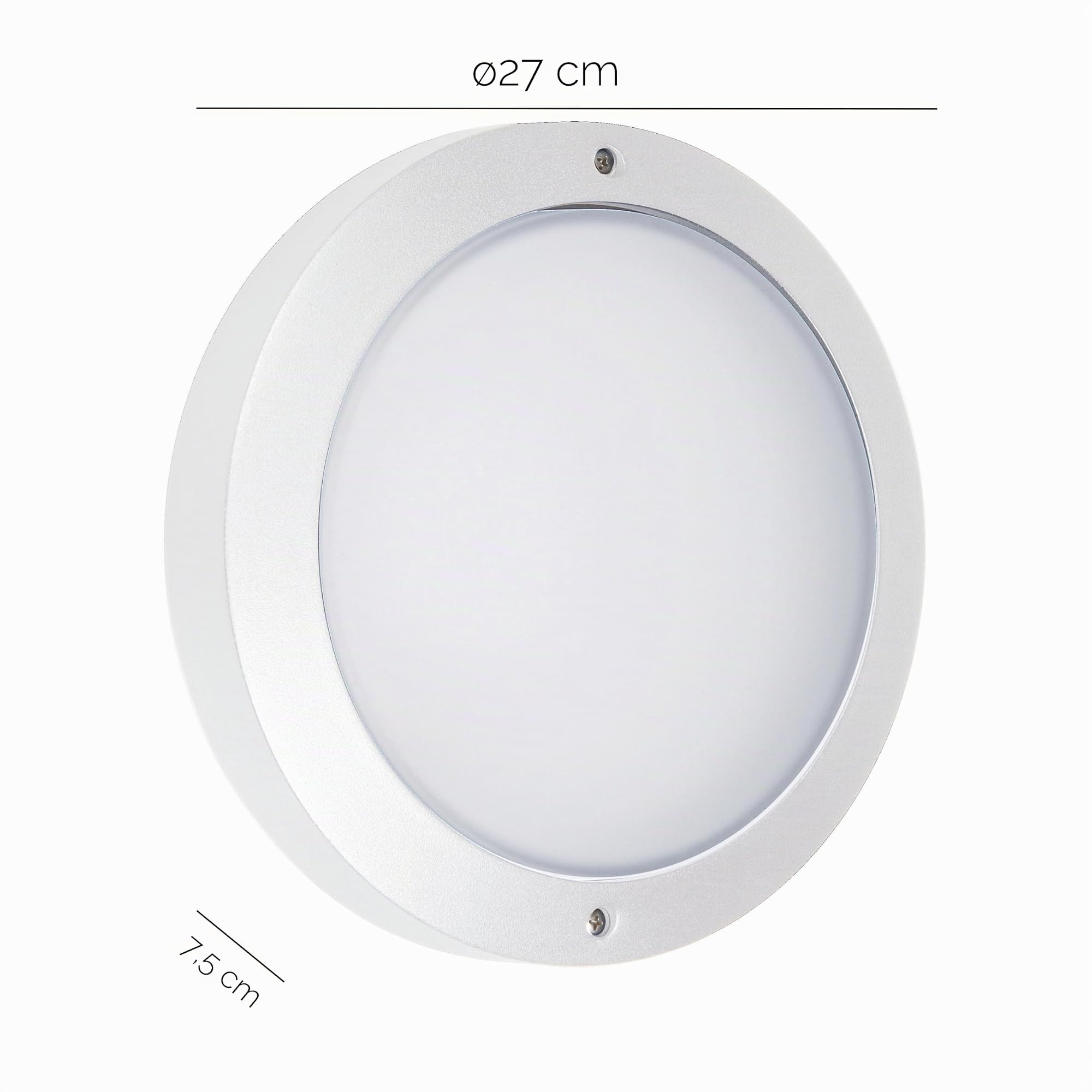 Applique da parete o soffitto rotondo PAMPERO bianco portalampada E27 esterno IP65 (Diam.27cm) Applique circolare bianco per balconi, verande e terrazze…