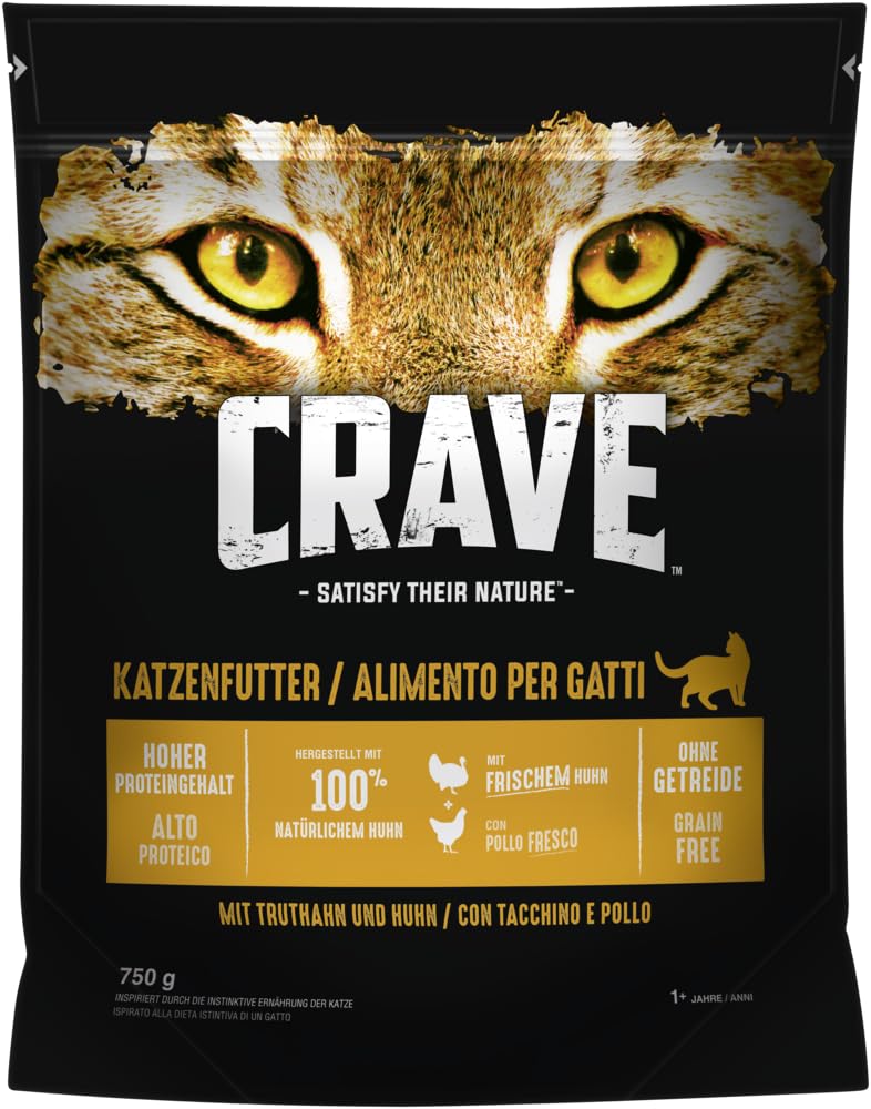 Crave Katzenfutter Trockenfutter Adult 1+ Mit Huhn & Truthahn, 750 g Beutel