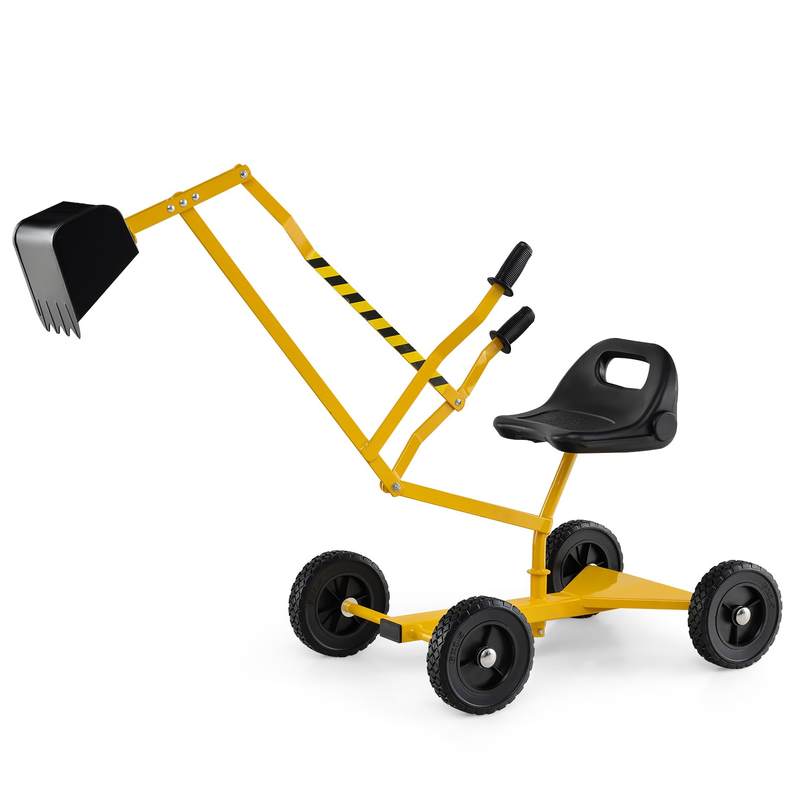 Costzon Sand Digger, Outdoor Heavy Duty Metal Excavator with 360° Swivel Seat for Beach Garden Sandbox Digging Sand Dirt Snow, Sit on Digger for 3+ Years Old Kids Boys Girls