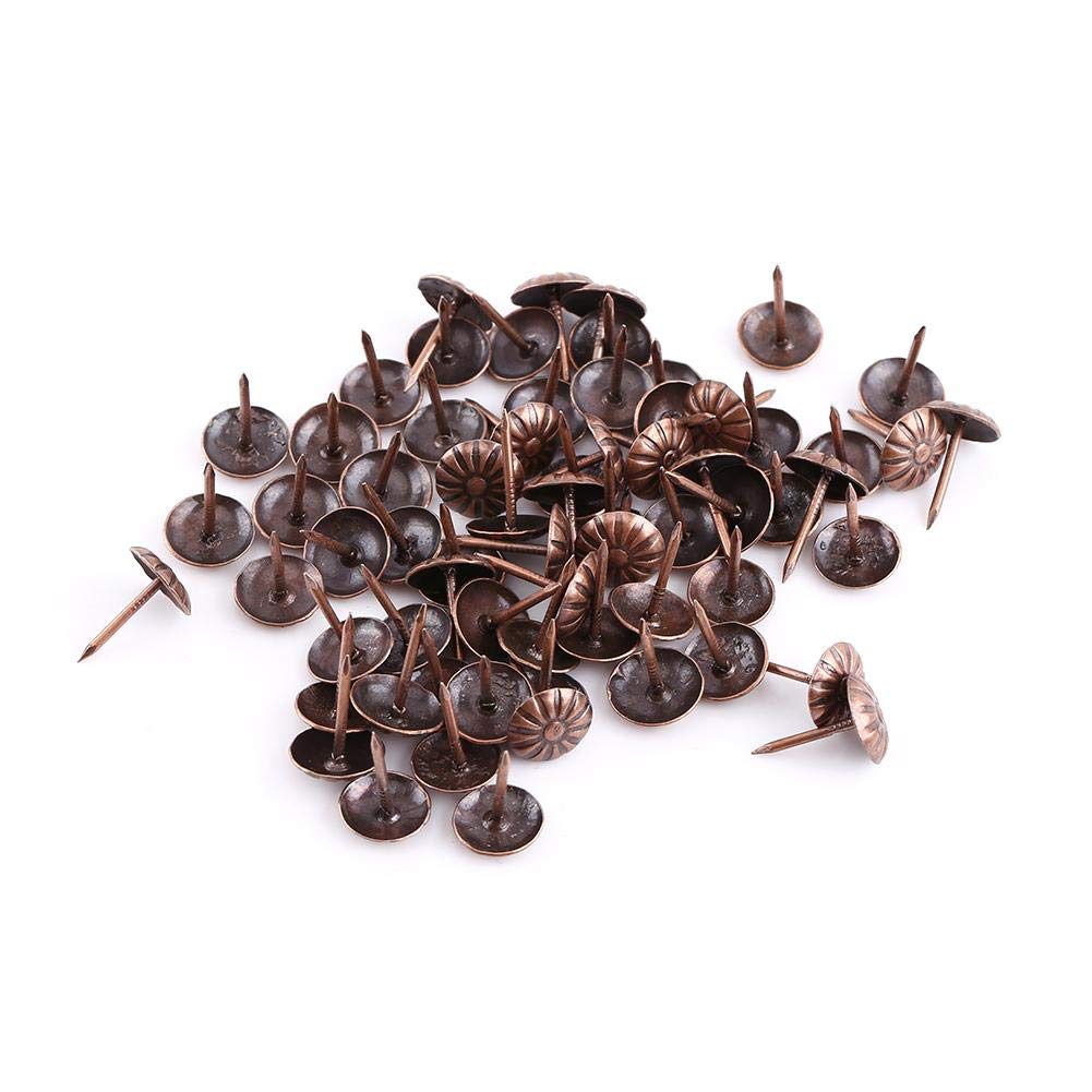 Bekleding Nagels Set, 100 st Vintage Brons Metalen Tag Meubels Bekleding Nagels Set Antieke Sofa Schoen Deur Decoratieve Tack Stud Kit[13 × 17 mm]Draadnagels