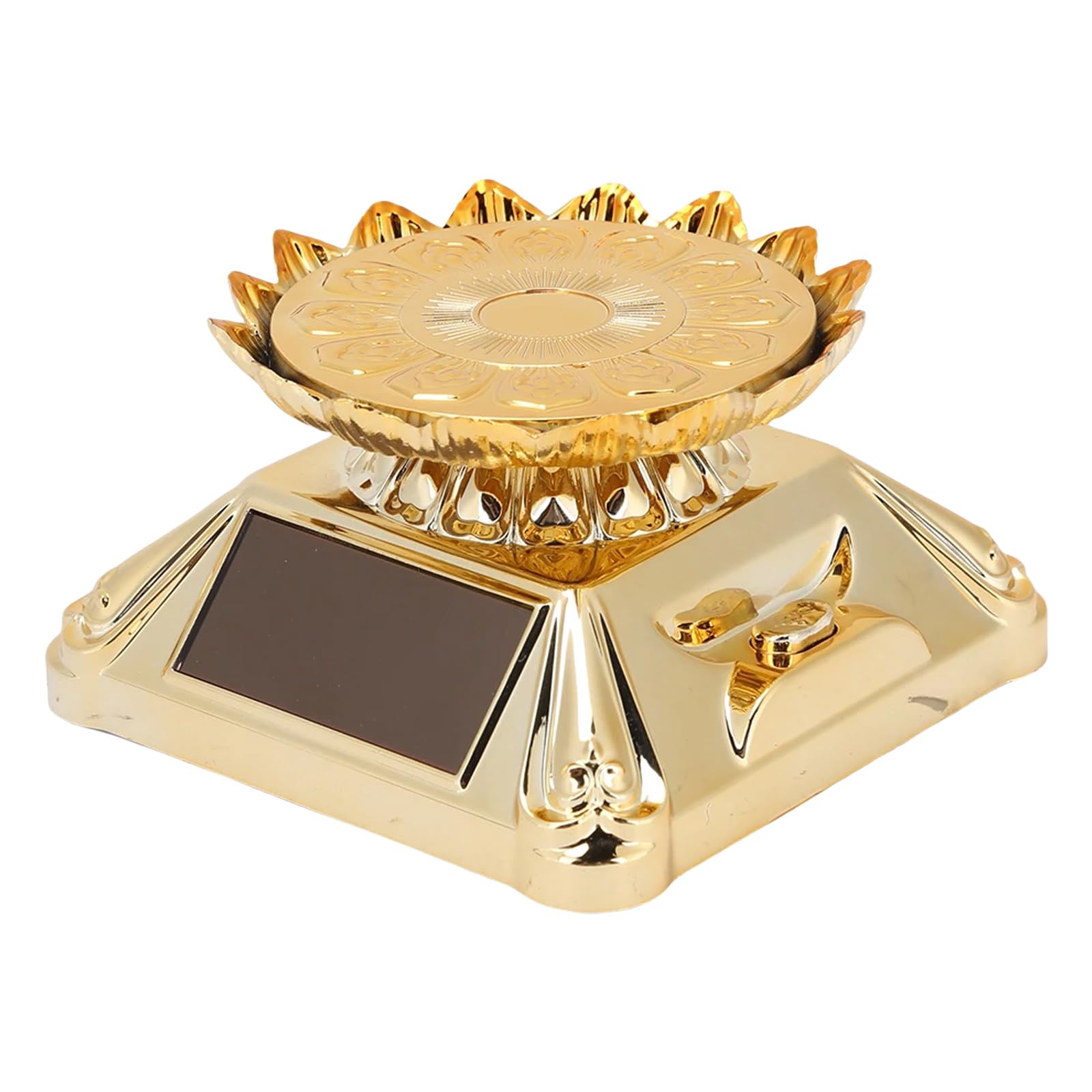 CAZSTYK Automatic Rotating Jewelry Turntable Solar Charging LED Illuminated Display Stand for Rings Watch ABS Tray ABS Jewelry Display Rotating Tray