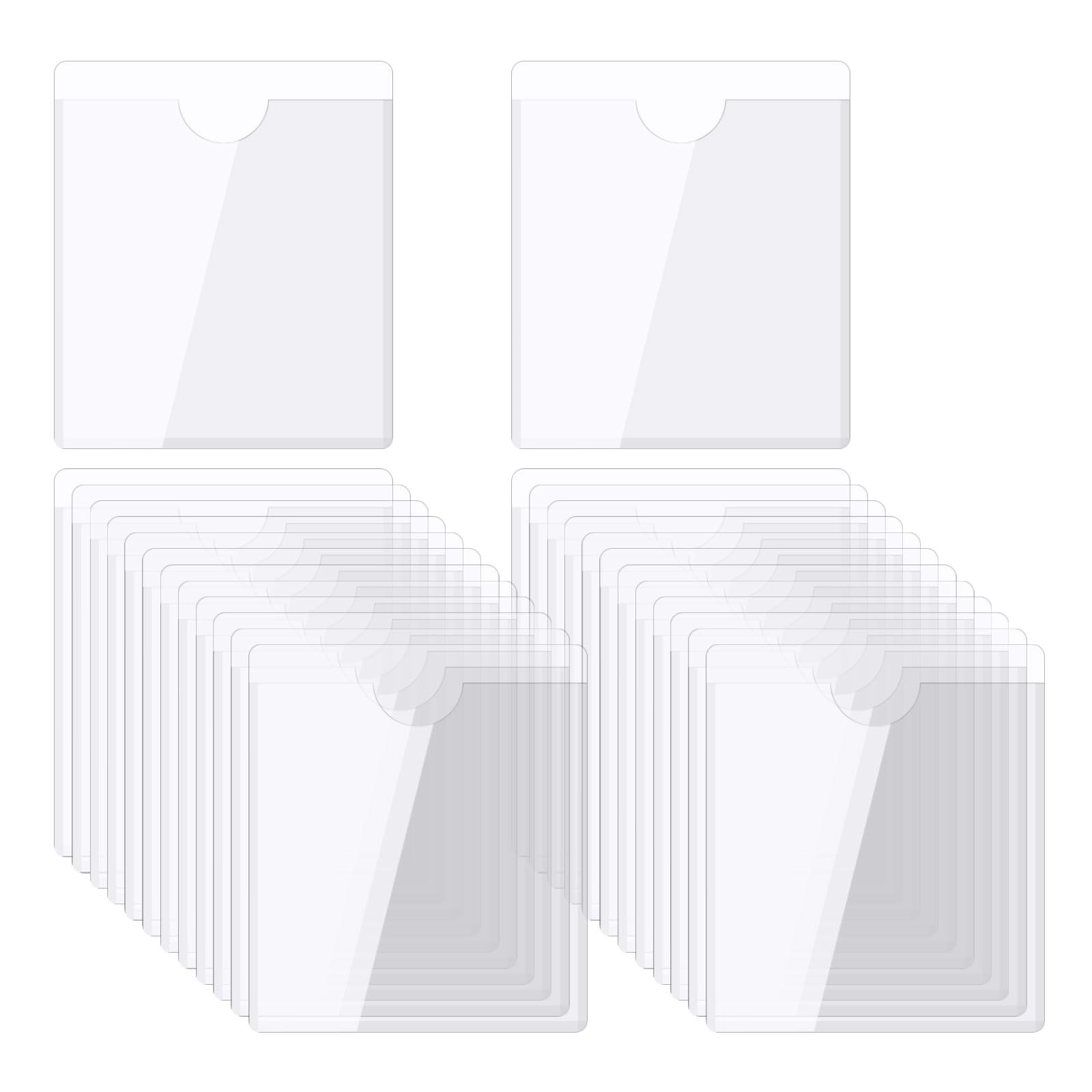 sourcing map Self-Adhesive Card Pockets 4.7"x5.6" Clear Self Adhesive Pocket Label Holders Plastic Card Sleeves with Top Open for Library Storage Bins Loading, Pack of 25