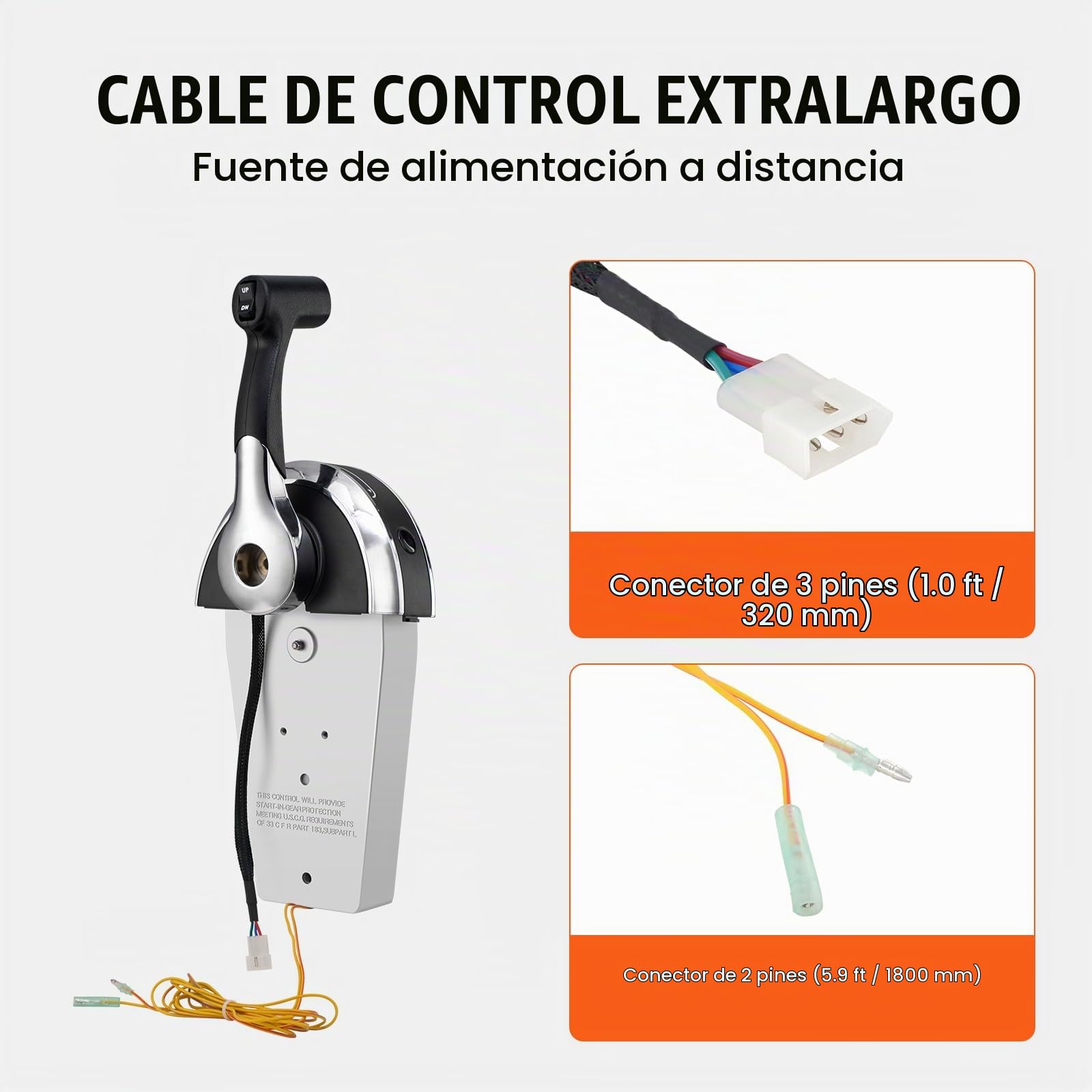 VEVOR Caja de control remoto fueraborda, compatible con Mercury PT 2 tiempos 8M0059686, control de acelerador de barco de montaje superior, con interruptor de ajuste eléctrico, dirección