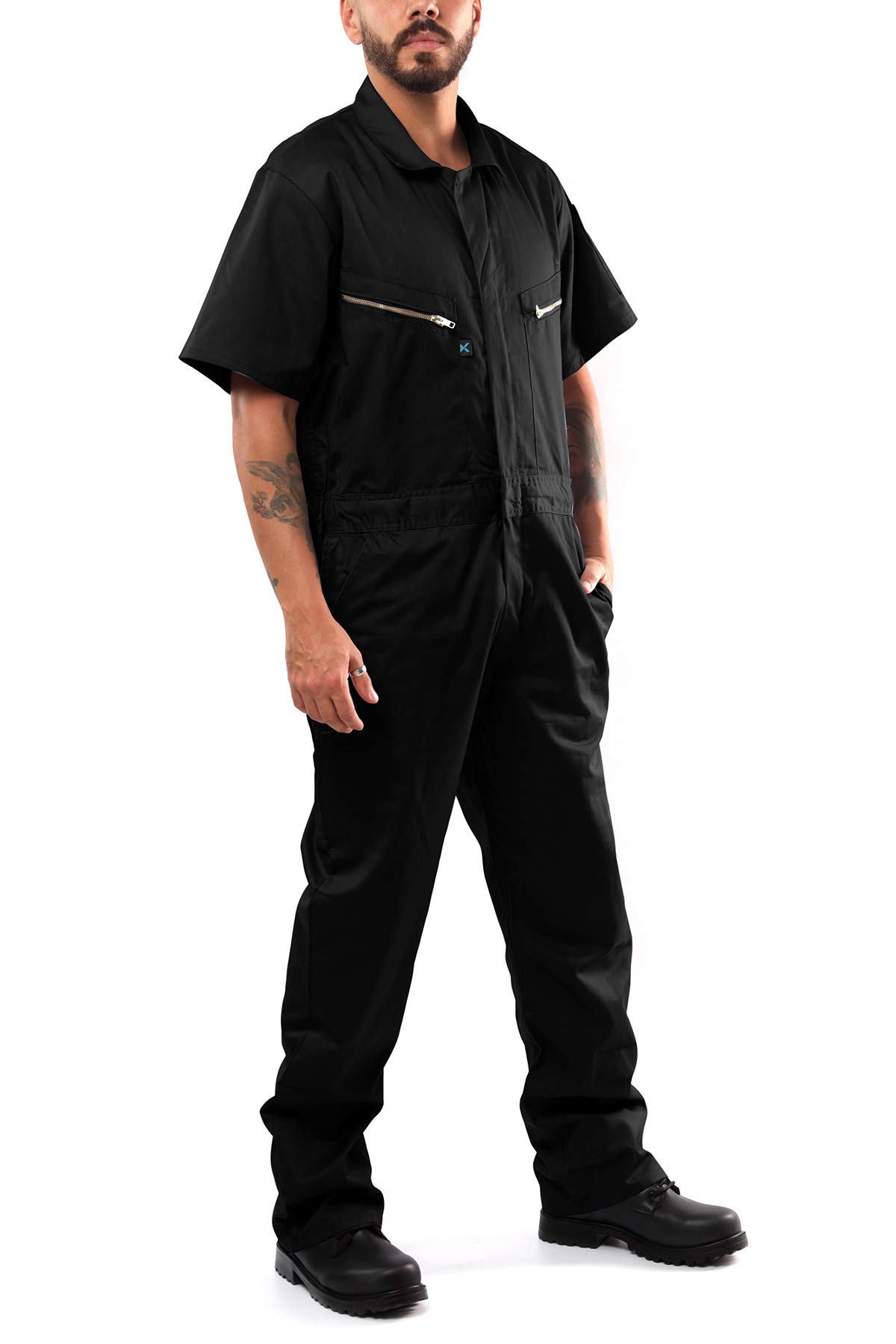 Coveralls for Men Short Sleeve Blended Zippered Pockets Jumpsuit for Men product thumbnail 4