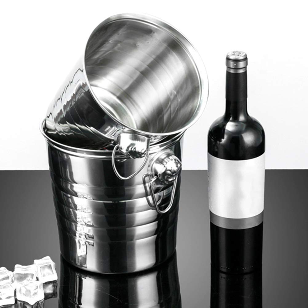 Cubo de Hielo de Acero Inoxidable, Cubo de Vino Aislado con Pinzas para Hielo, Enfriador portátil de Vino y champán, contenedor de Cubitos de Hielo para Bar de Fiestas.