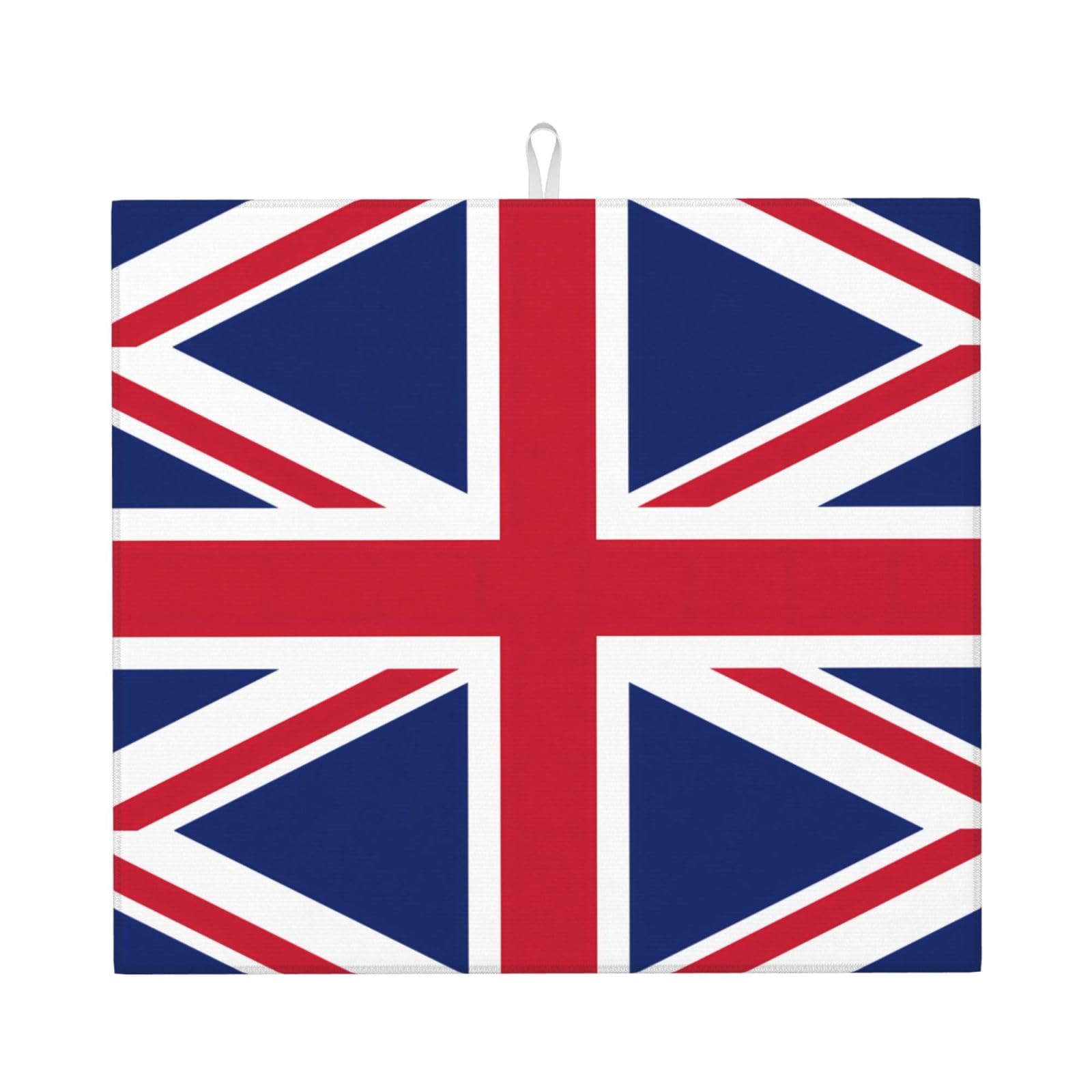 WHJSHOP British flag Prints Kitchen Drying Mat - Absorbent Dish Drying Throw with Vibrant Prints, Quick-Dry Countertop Layer for Dishes & Glassware - Non-Slip