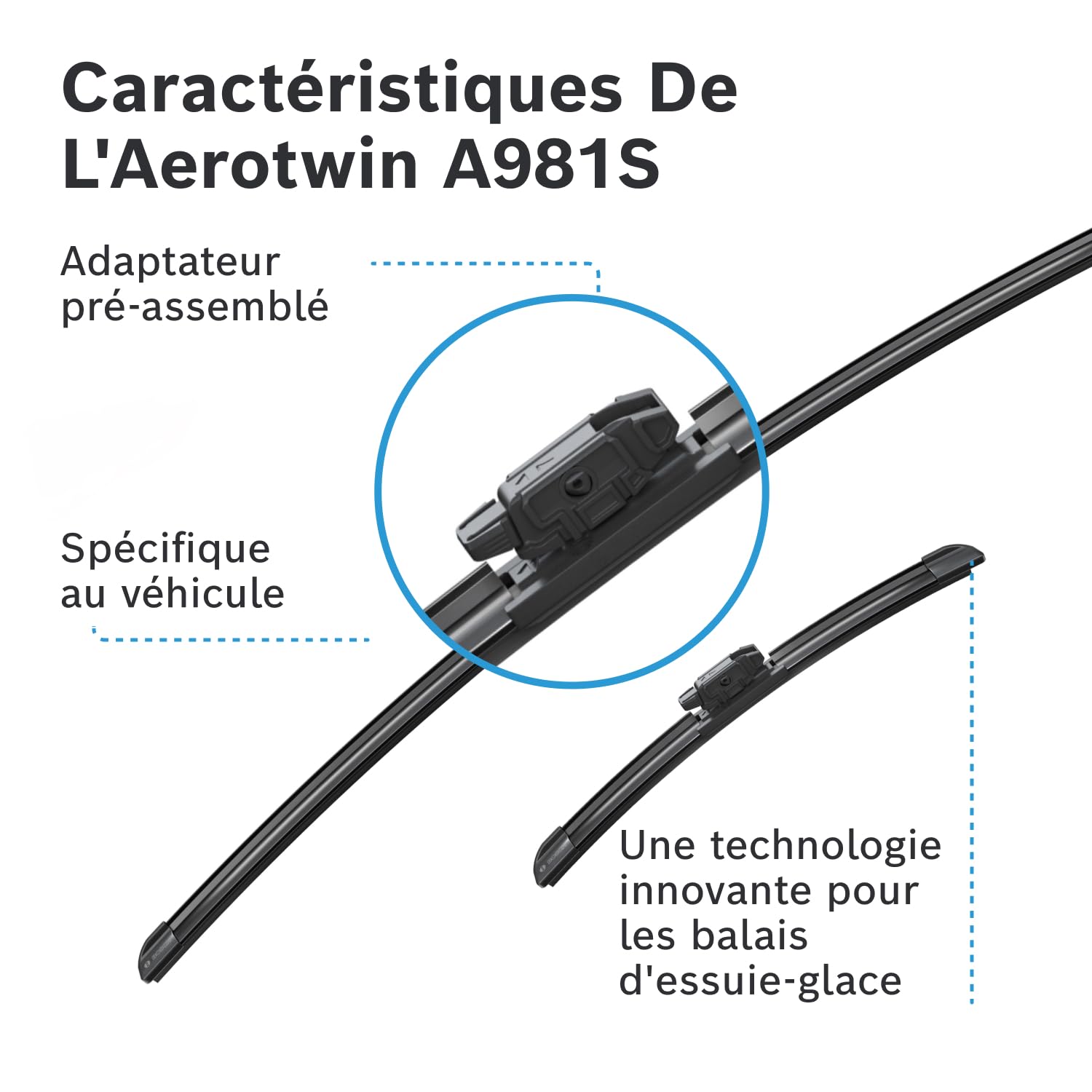 BOSCH Balai d'essuie-glace Aerotwin A981S avant 3397014826 | Compatible avec: RENAULT CLIO V