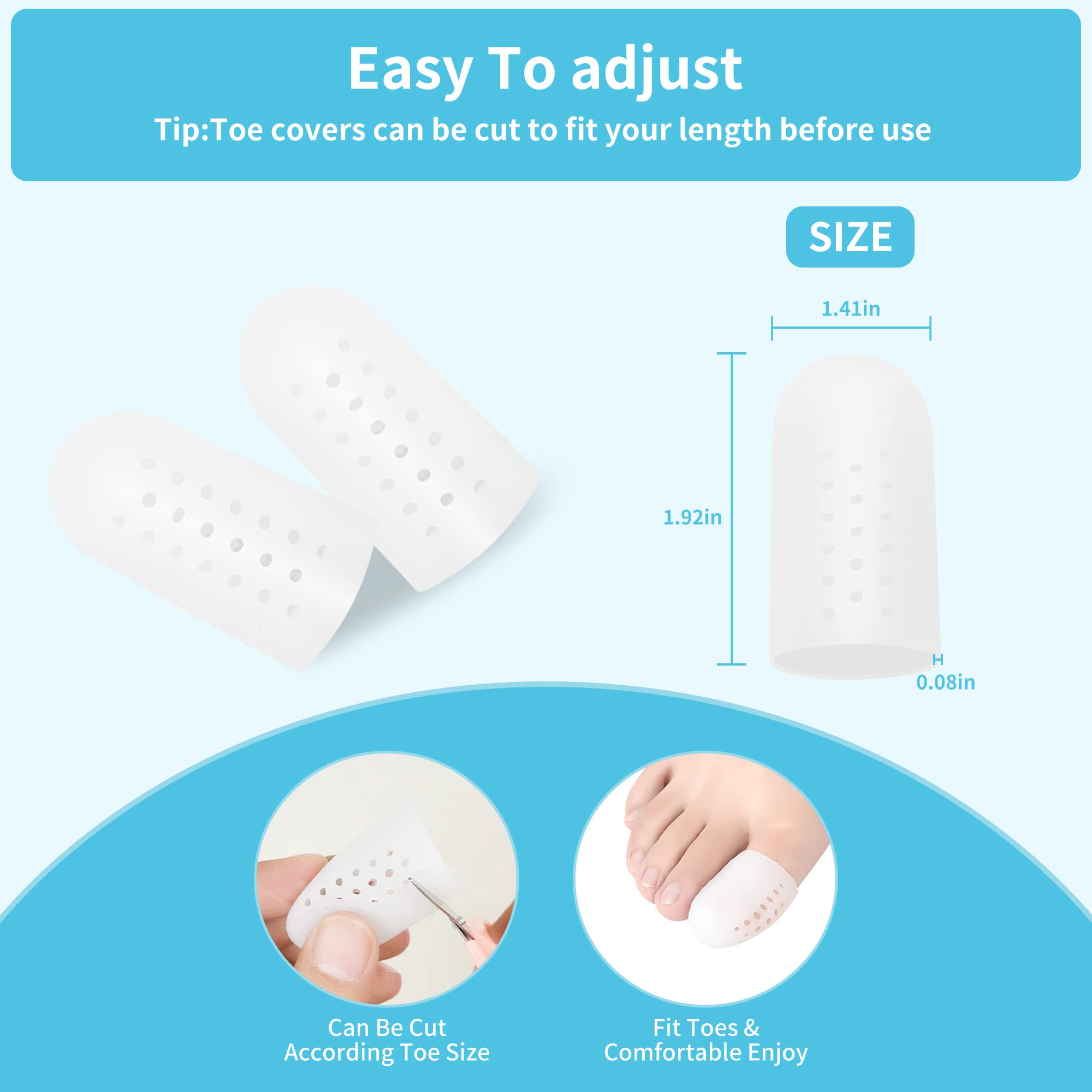 Big Toe Protector - Puntali traspiranti con fori, confezione da 8 protezioni per dita in gel per prevenire il dolore di calli e vesciche, calli, martelletti, dita dei piedi e calli