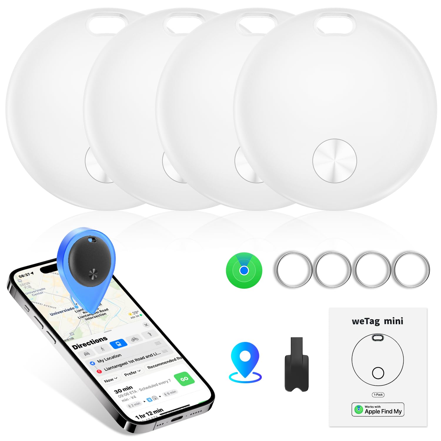 Tracker Tags- 4 Pack, Bluetooth Trackers Works with Apple Find My APP (iOS Only), 92 dB Sound, Replaceable Battery, Smart Tracking Tag Keys Finder and Item Locator for Keys, Bags, Luggage, Wallet, etc-picture-52