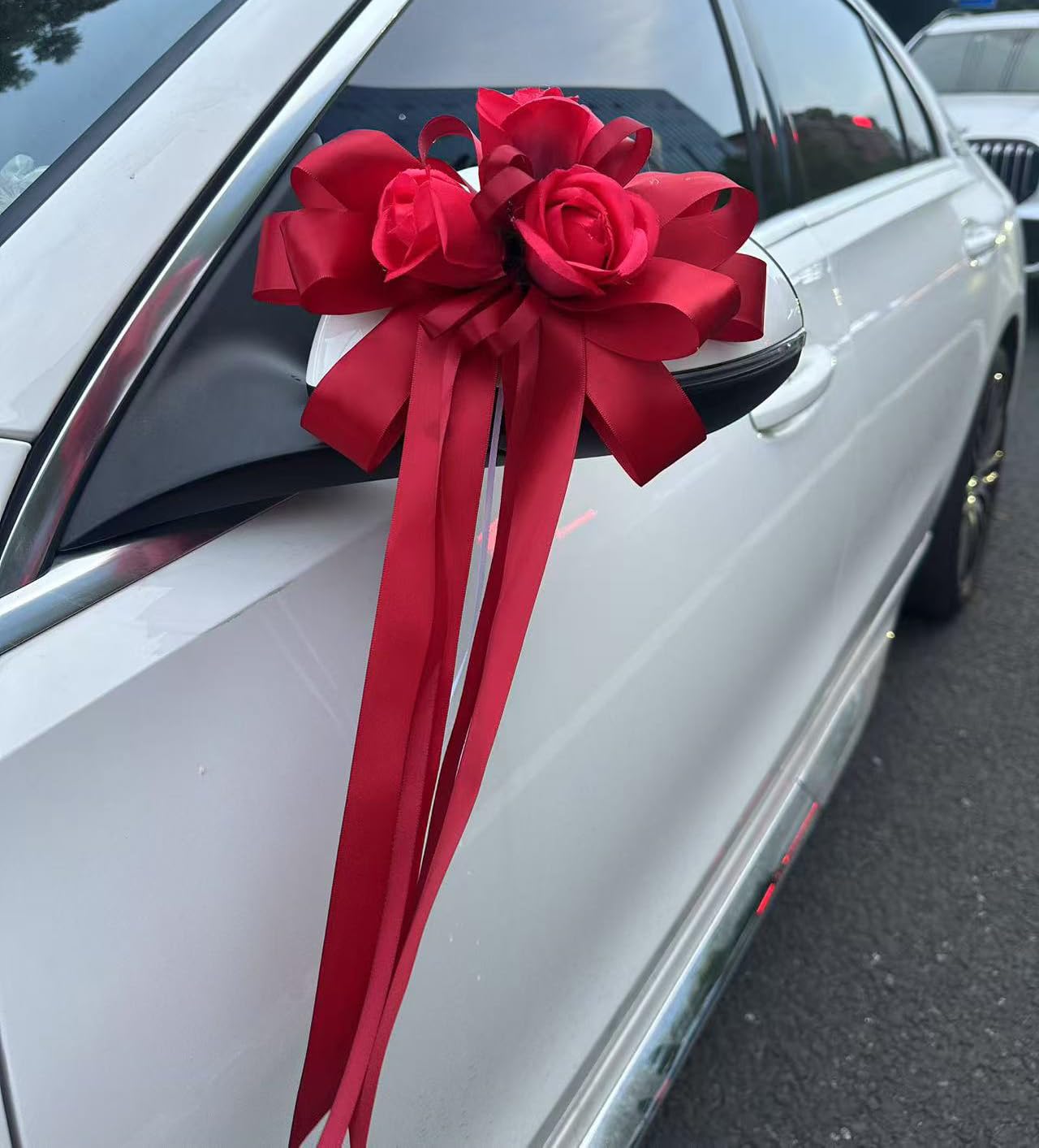 Hochzeitsauto Dekoration Seidenblume Autoschleifen Blume für Autoschmuck Türgriffleiste Rückspiegel Dekoschleife Dekorative Kunstblumen Hochzeit Wedding Car ZubehörRosa8pcs