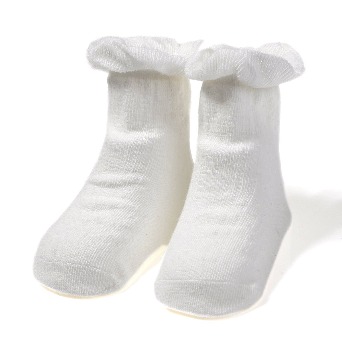 EPEIUS Lot de 3/6 paires de chaussettes à volants antidérapantes pour bébé fille