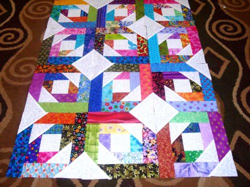 12 Bright Pineapple Blossom Quilt Blocks 100% Cotton Fabric