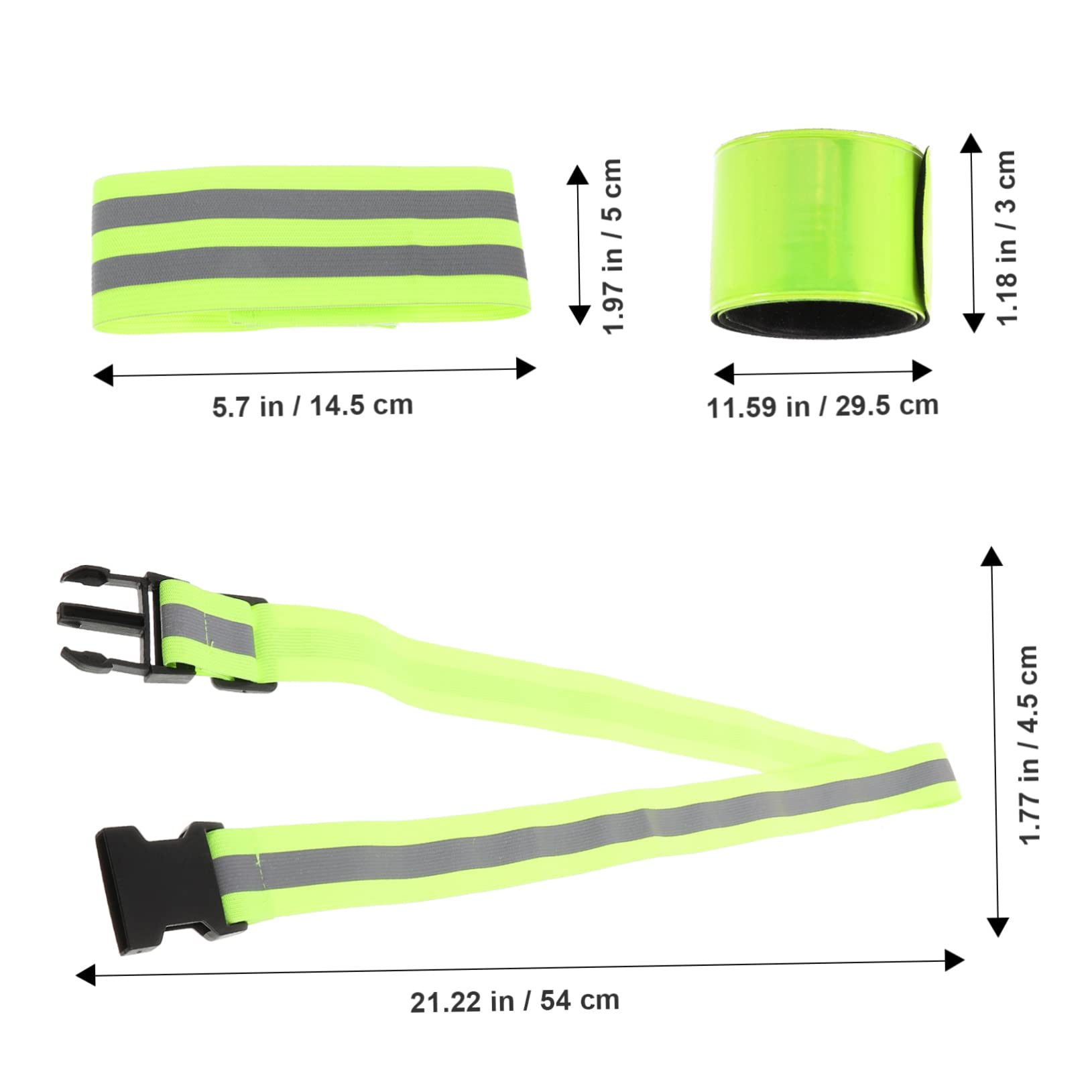BESTonZON Ensemble de Ceinture réfléchissante Ceinture de Lampe Bras Bracelet équipement de randonnée réfléchissant Bande réfléchissante d'équitation Sangle élastique Vert
