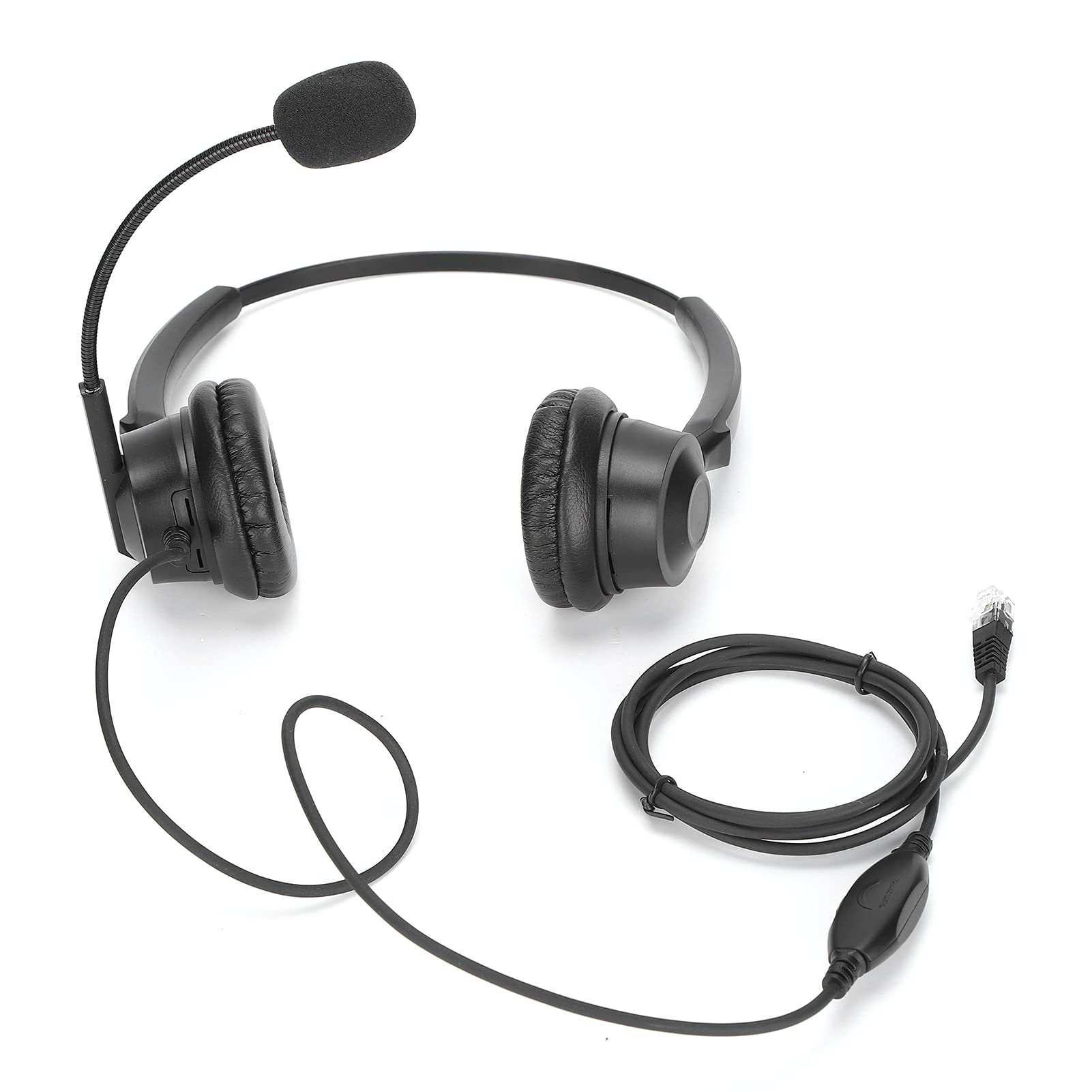 YedaHcy Binaural Headset Telephone with Noise Canceling Mic, Volume Control, Reinforced Cord, 330° Rotatable Mic Boom for Offices, Call Centers, Skype