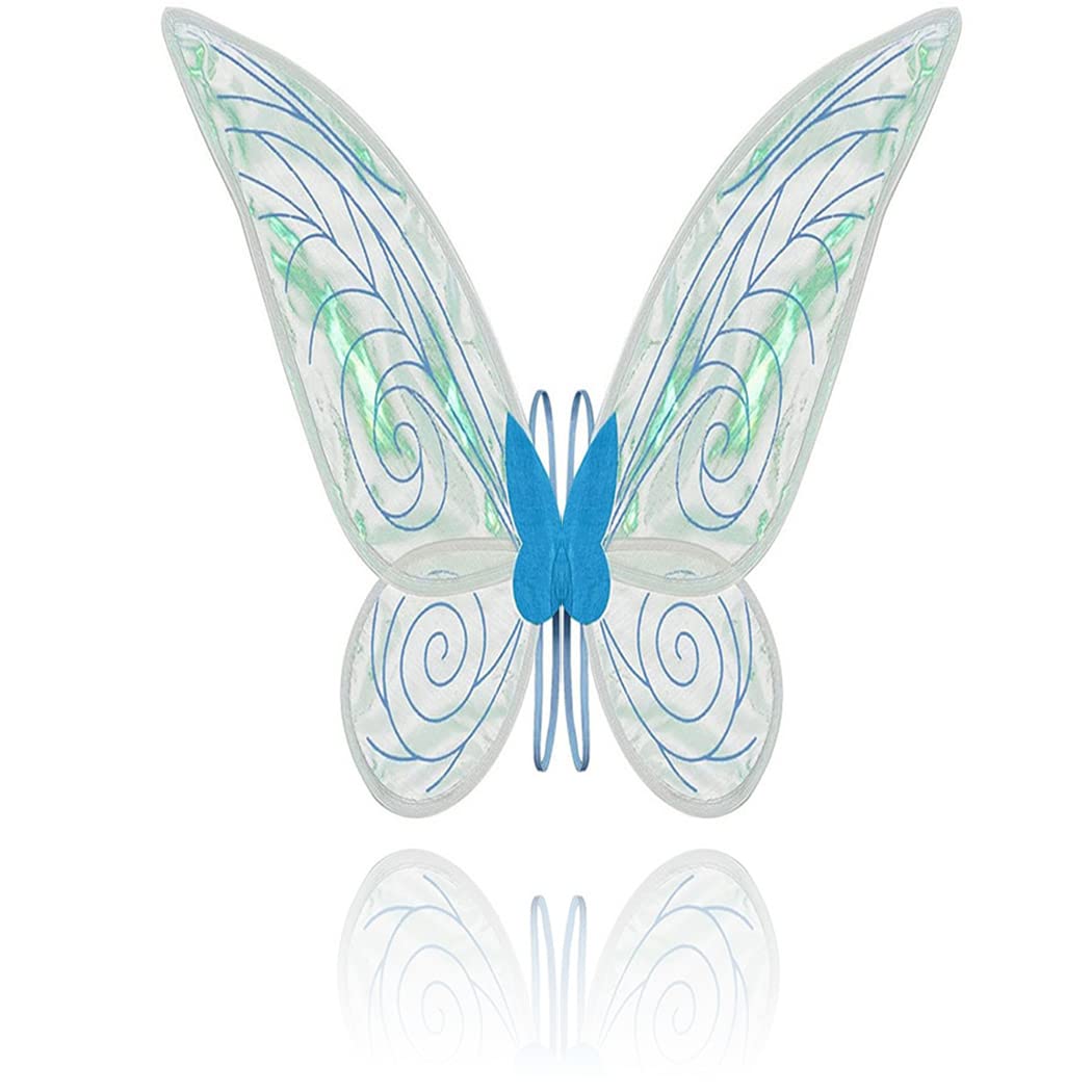 Photo 1 of Eyret Butterfly Fairy Wings Sparkling Sheer Wing Princess Dress Up Wings Party Cosplay Costume Accessory for Women and Girls (E-Blue)