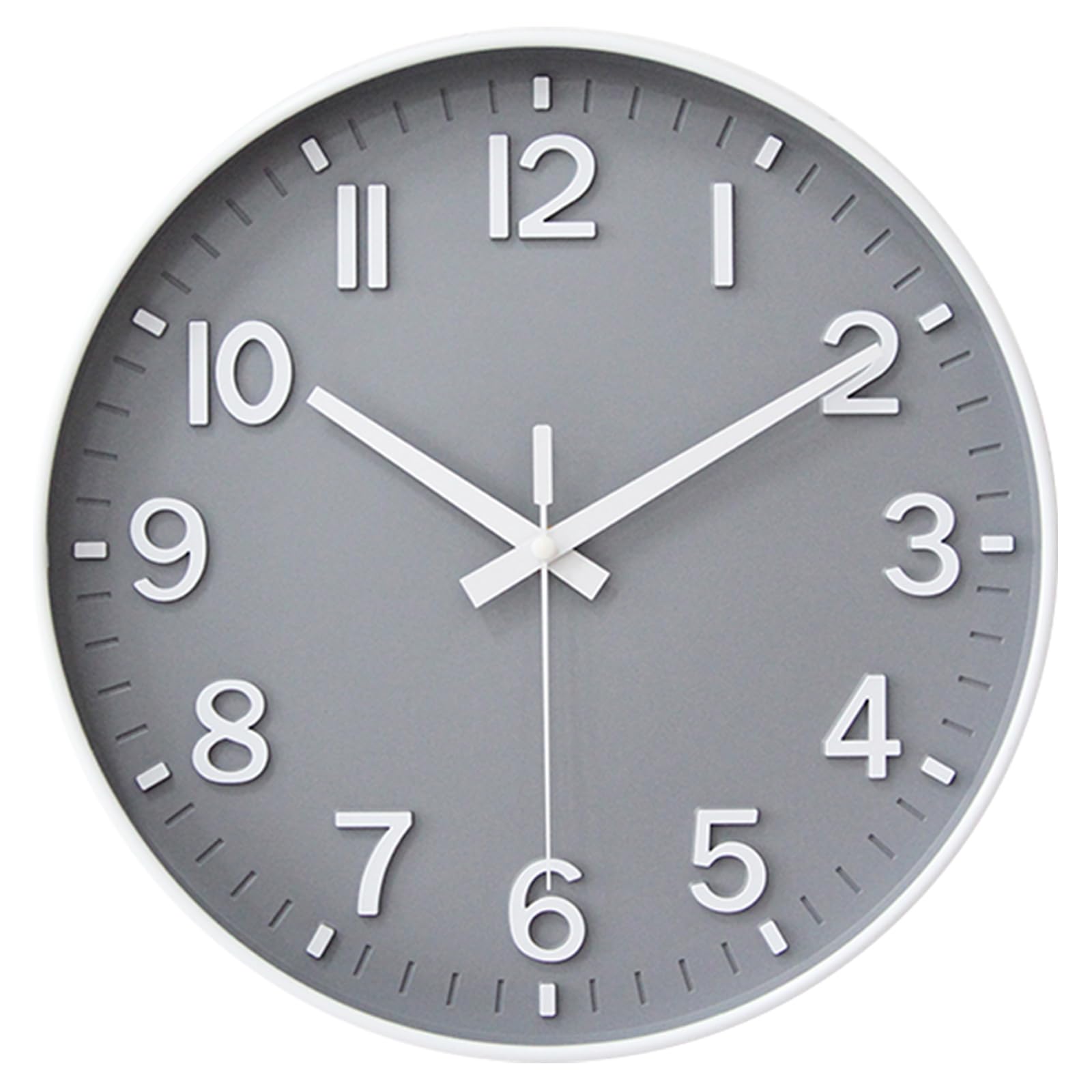 HZDHCLH Wall Clocks Battery Operated,Wall Clock Gray,10 inch Wall Clock Silent Non Ticking Modern 3D Numbers for Kitchen Bedroom Living Room Office Classroom Decor