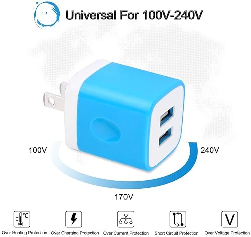 Miniatura 2 de Adaptador de pared USB, caja de carga USB, cubo de bloque de carga rápida, adaptador de corriente universal de 5 V/2.1 A, base de ladrillo de viaje