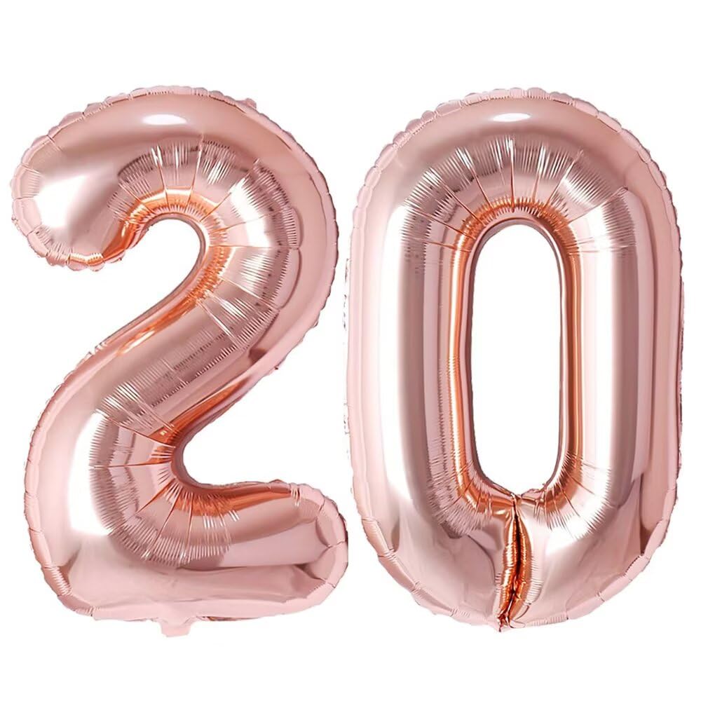 Number 20 Balloon Rosegolden Numbers Balloons 20 Birthday Party Foil Balloon 20 Deco Anniversary-100cm — image 1