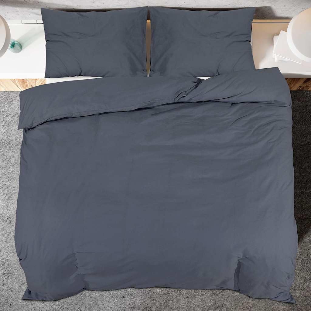 Bettwäsche-Set Anthrazit 135x200 cm Mikrofaser