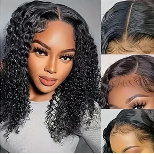 Pelucas de encaje frontal transparente HD de 13 x 4 de cabello humano rizado de Mongolia pre-arrancada con cabellos finos peluca rizada para mujeres