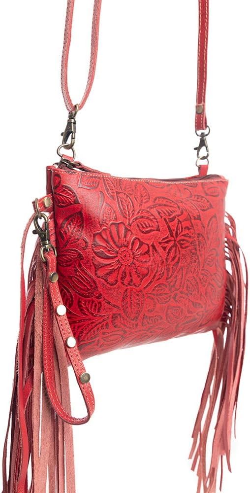 Myra Bag Shoulder Bag for Women - Western Upcycled Leather Handbag Red - Image 2