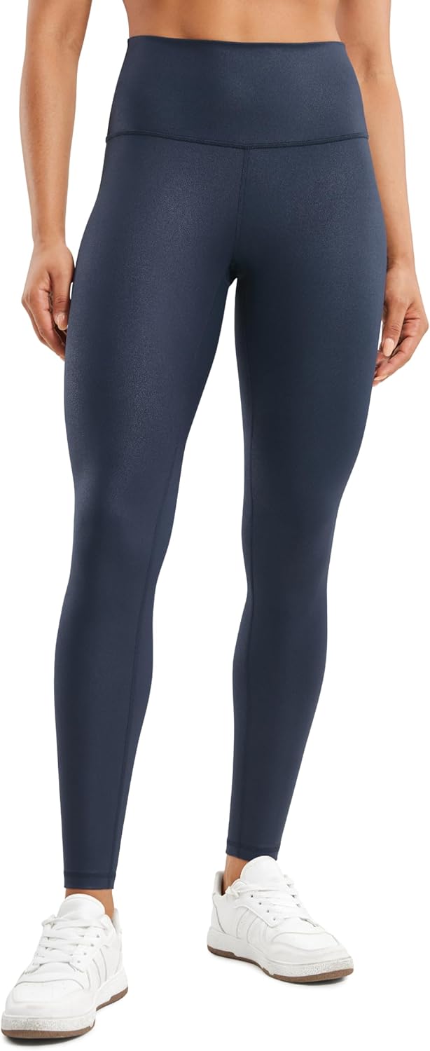 CRZ YOGA Matte Faux Leather Leggings 28" - Butterluxe High Waisted Stretch Ankle Womens Leather Pants Pleather Tights